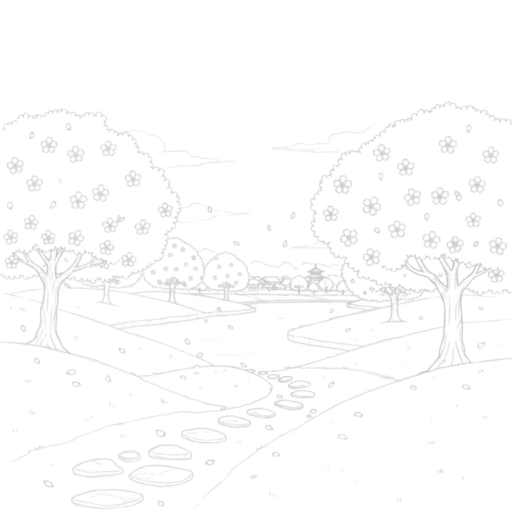 Cherry Blossom Landscape