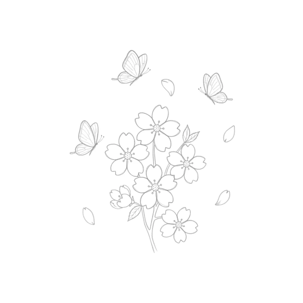 Cherry Blossom with Butterflies