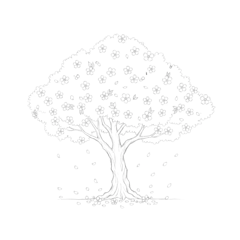 Cherry Blossom Tree with Falling Petals