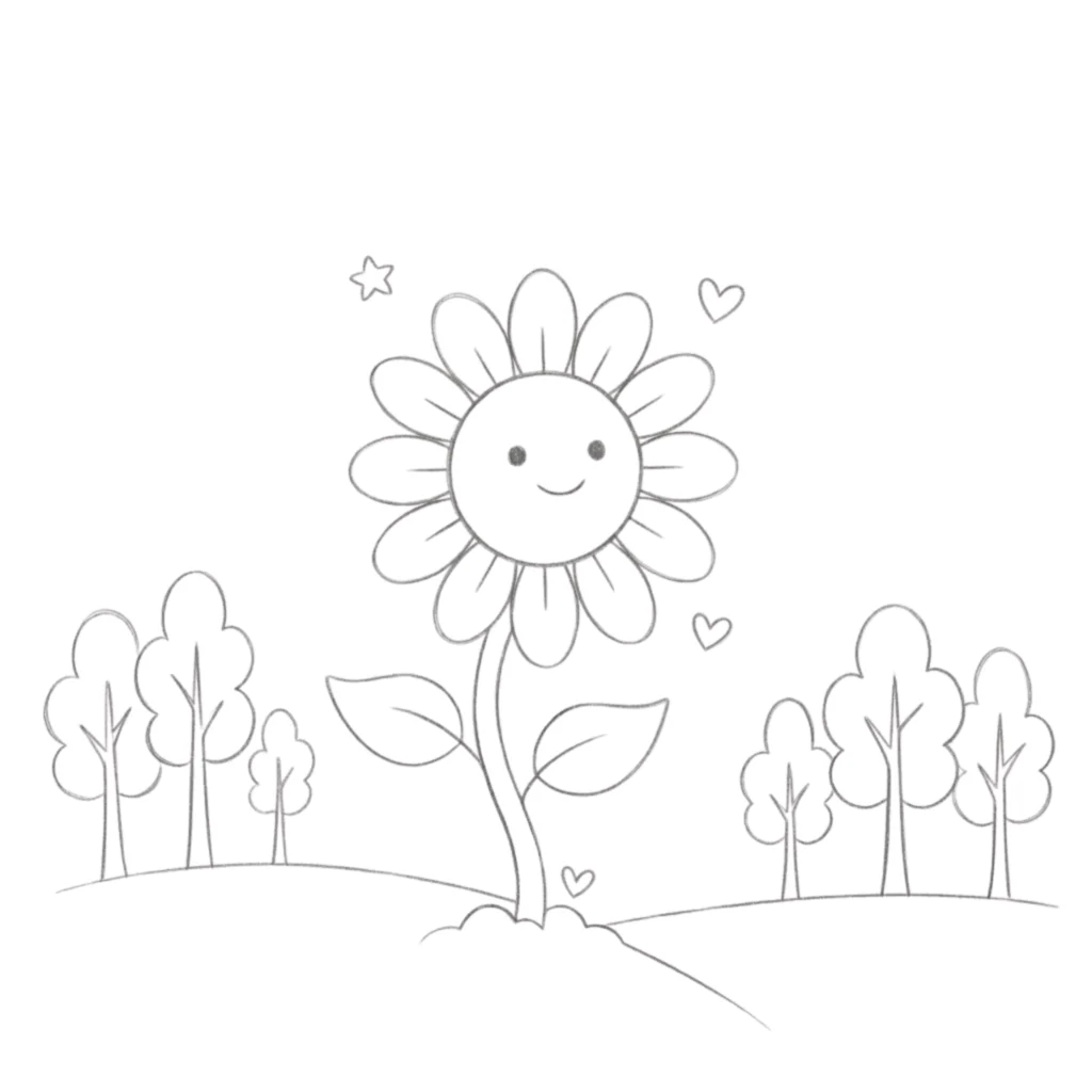 Cute Sunflower Drawing