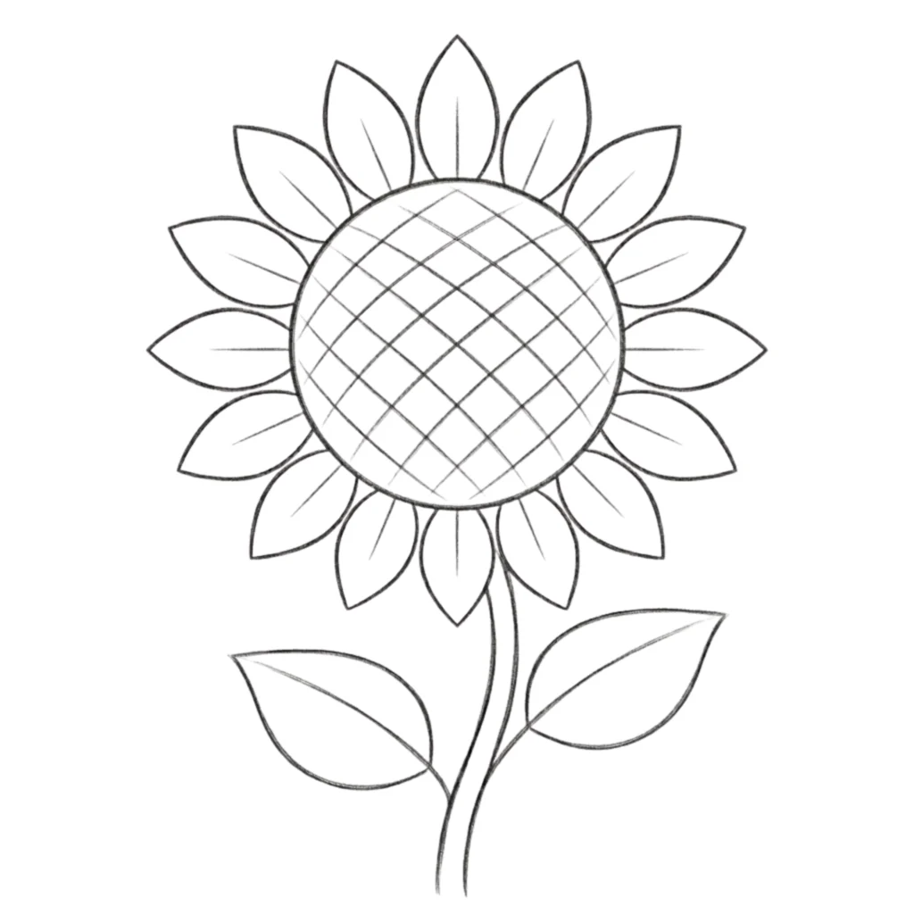 Easy Sunflower Drawing