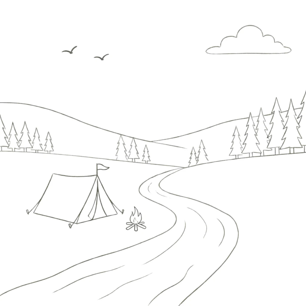 Forest Camp Drawing