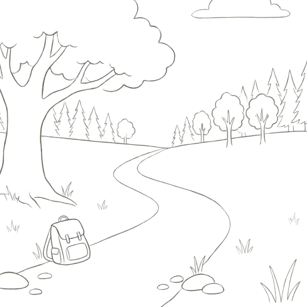 Forest Picnic Drawing