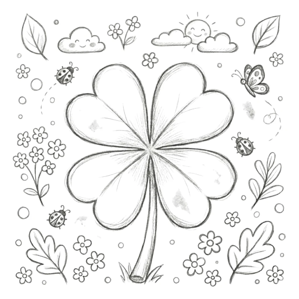 Four Leaf Clover Drawing