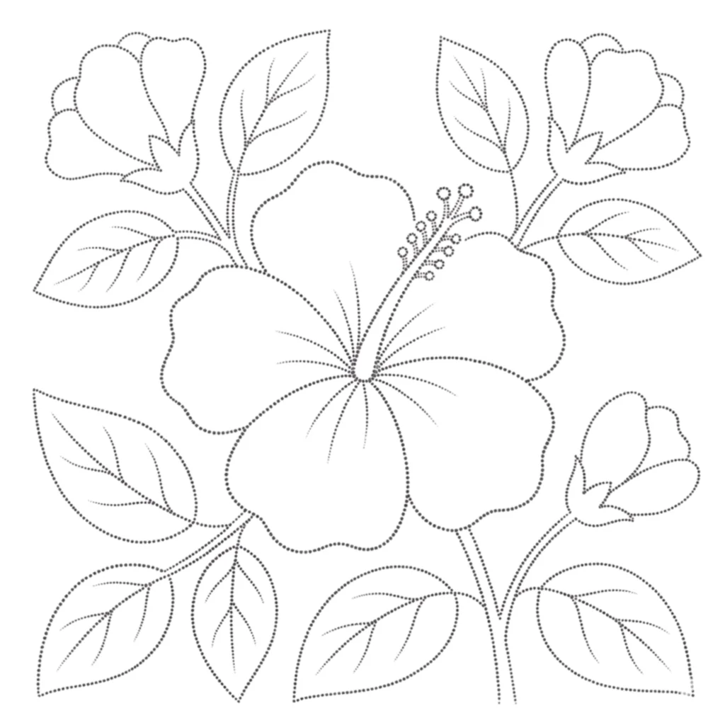 Hibiscus Outline Drawing