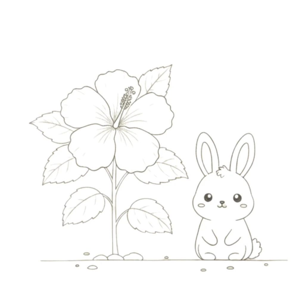 Hibiscus with a Bunny