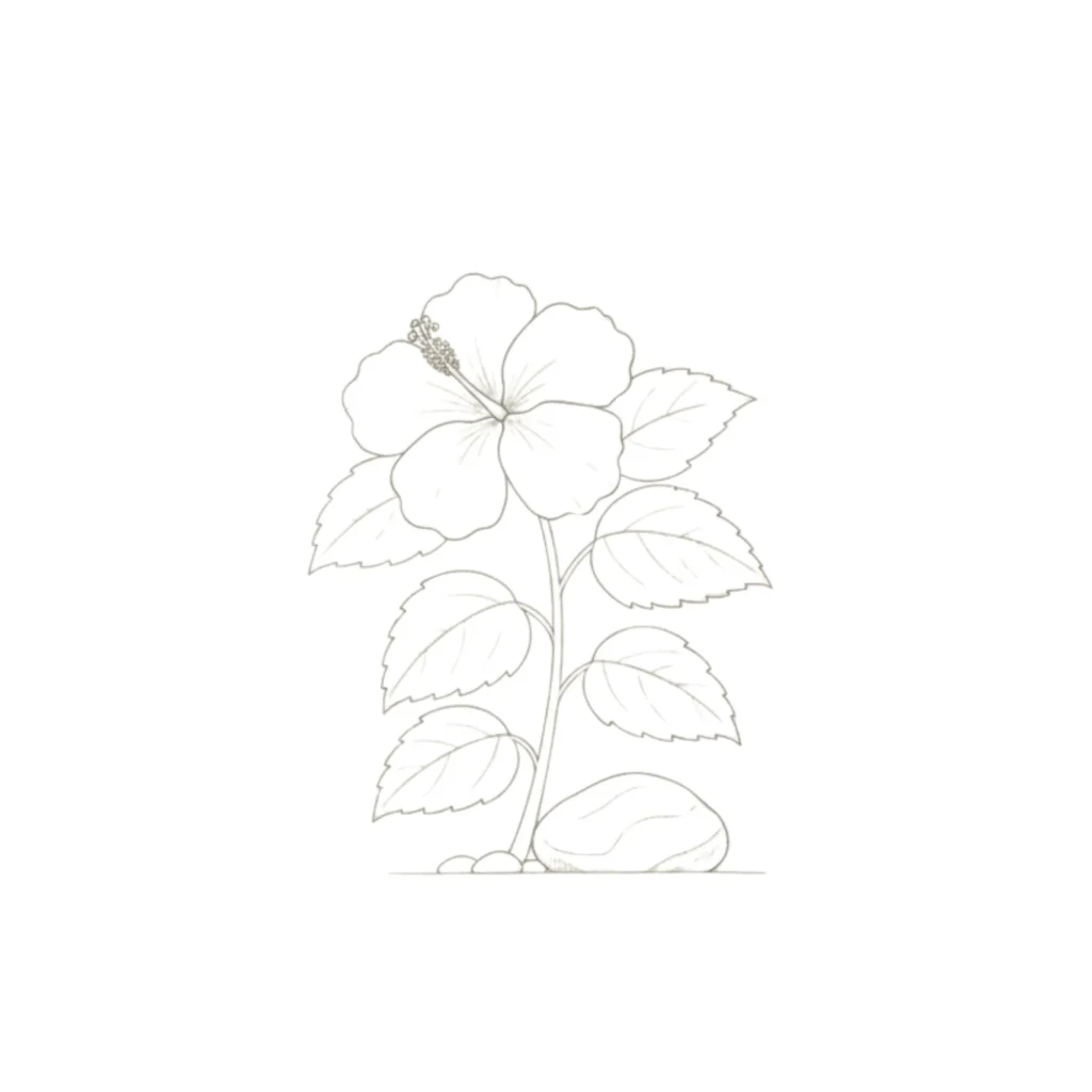 Hibiscus and a Rock Drawing