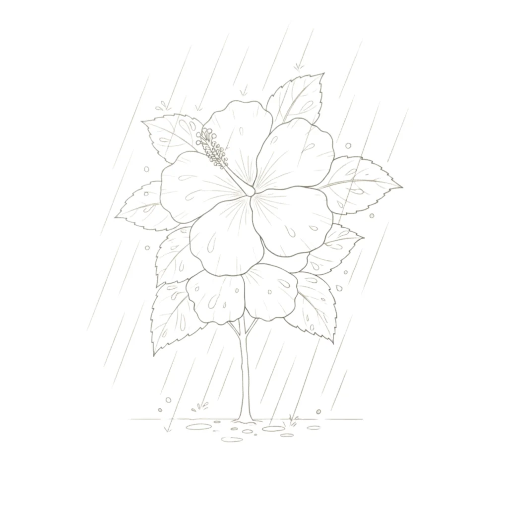 Hibiscus in rain