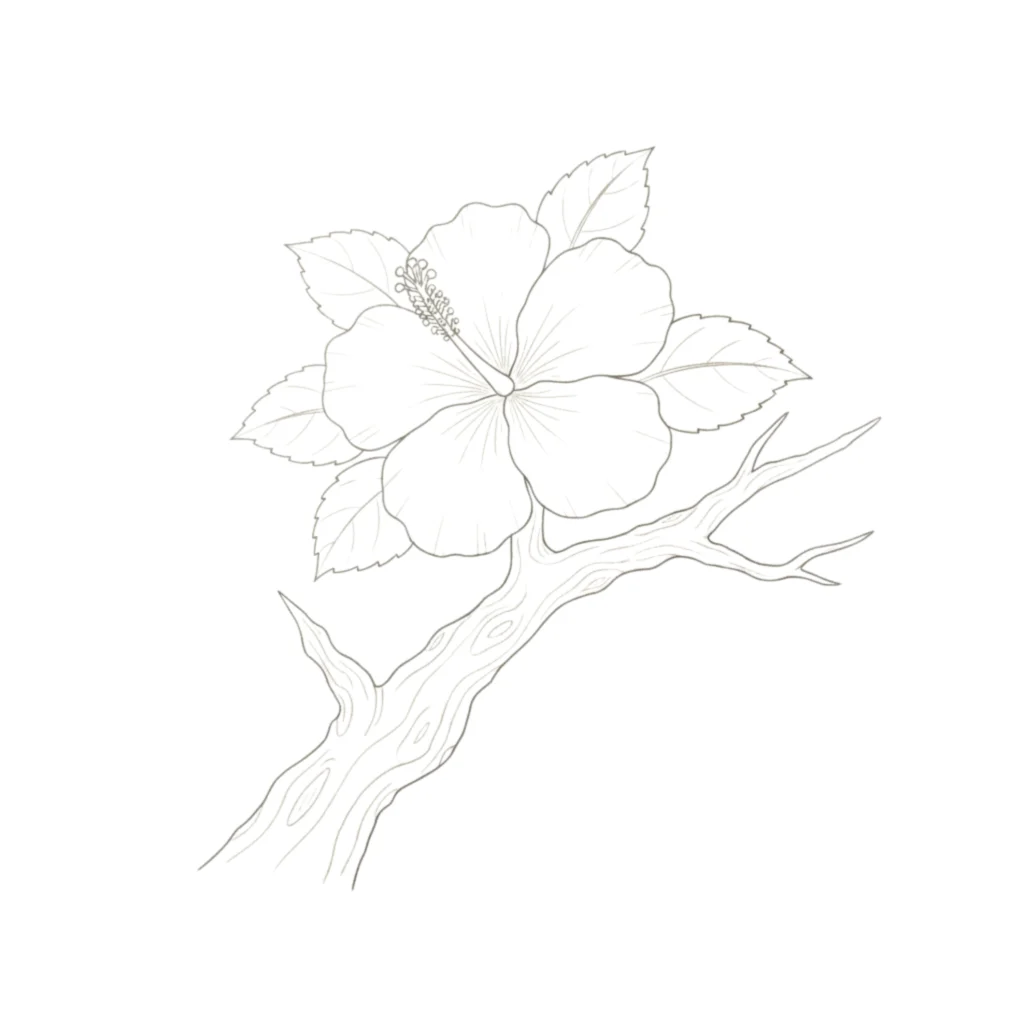 Hibiscus with a Root Drawing