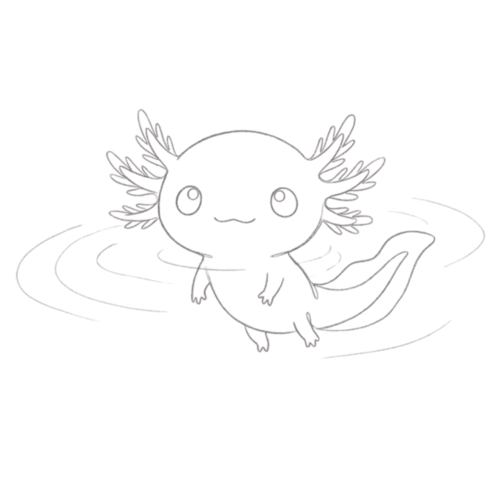 Kawaii Axolotl Drawing