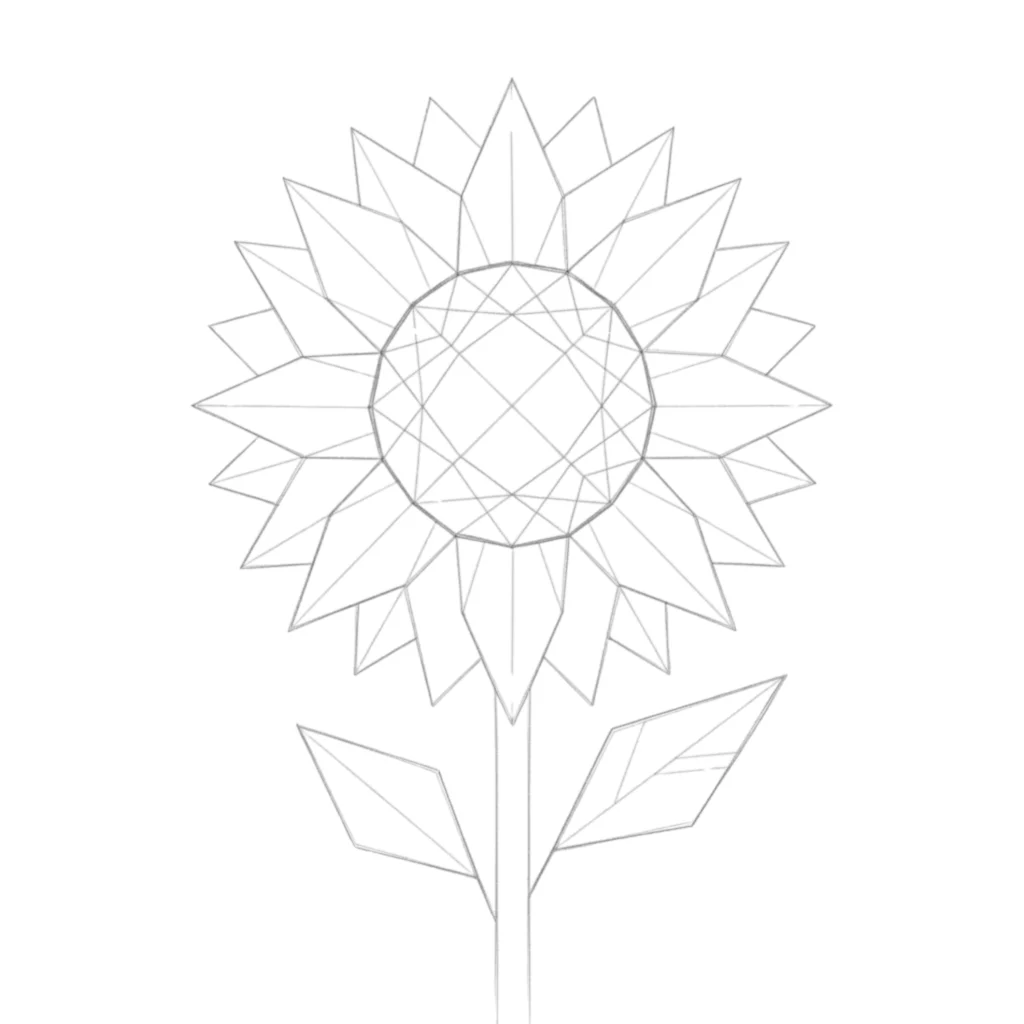 Minimal Line Art Sunflower Drawing