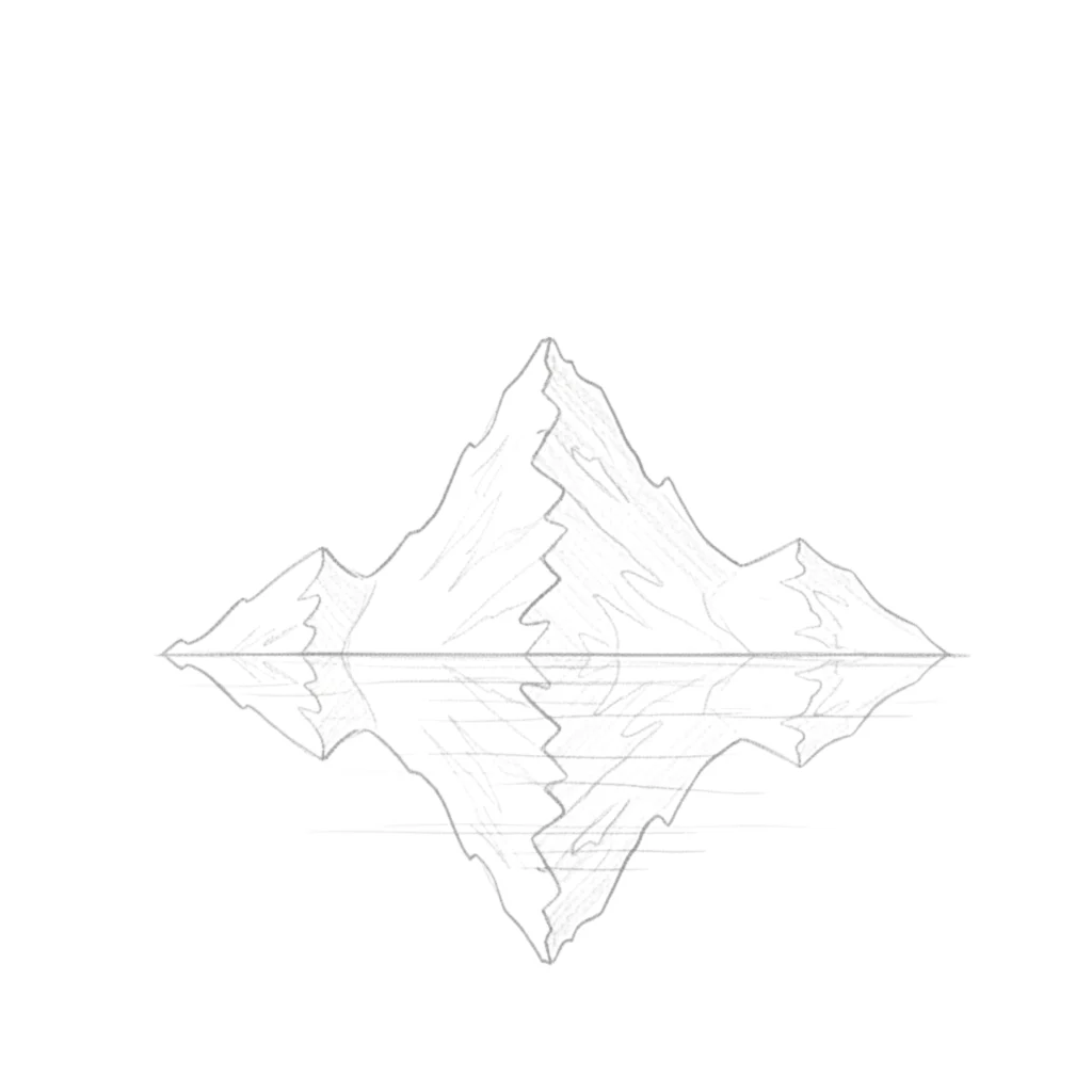 Mountain Lake Reflection Drawing
