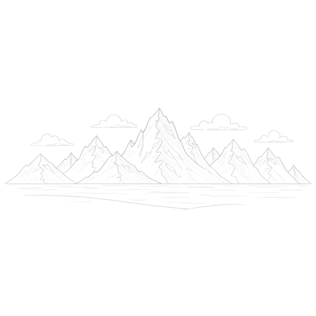 Mountain Range Panorama Drawing