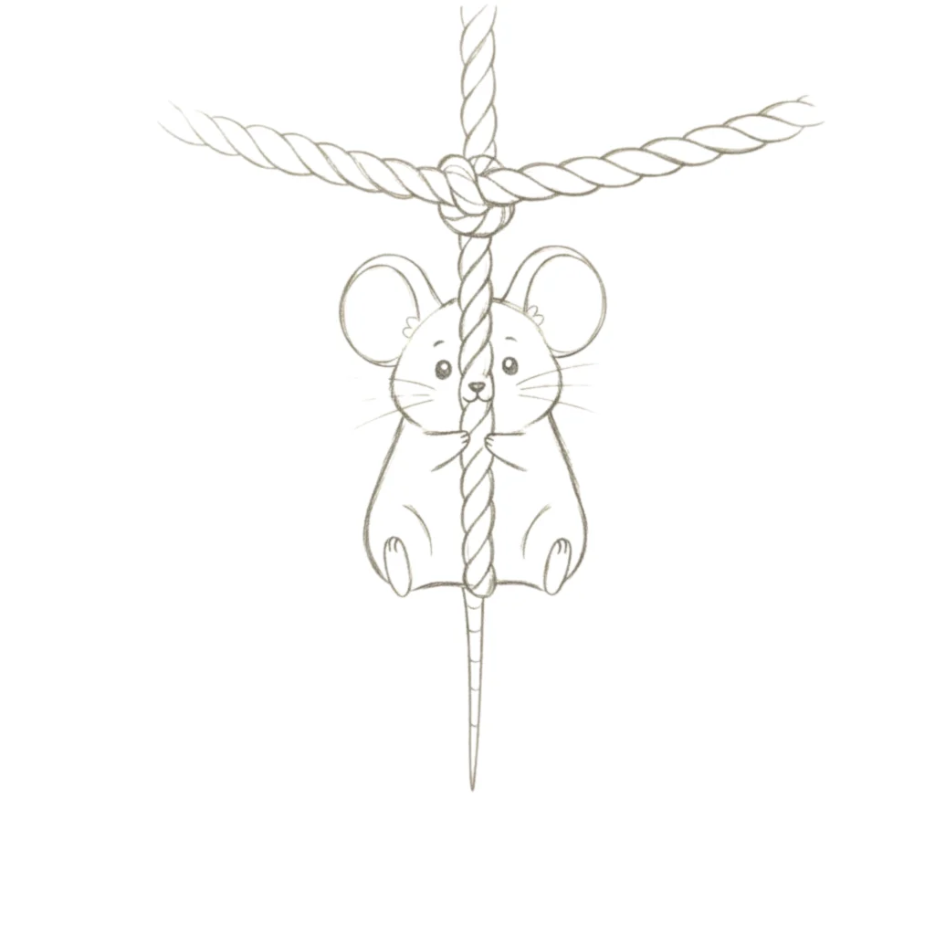 Mouse Hanging with Rope