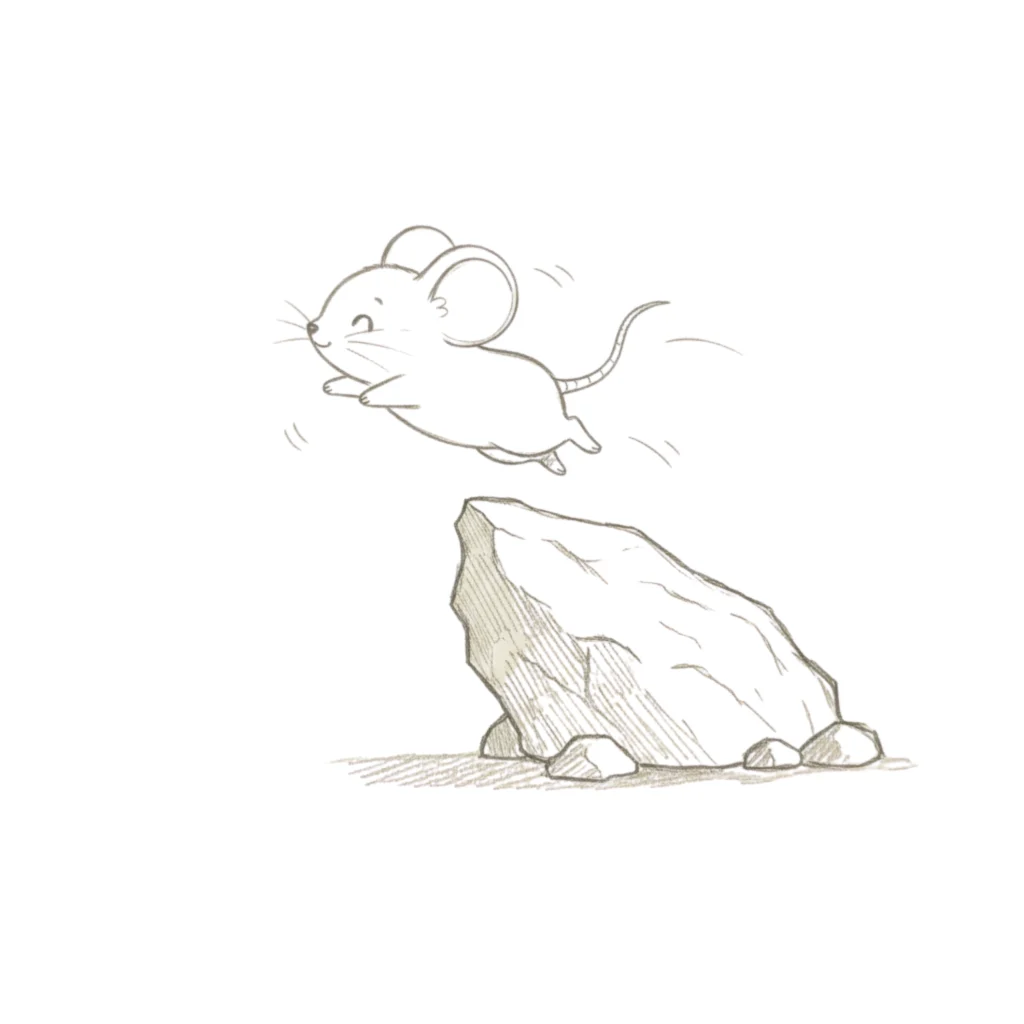 Mouse Jumping from Rock