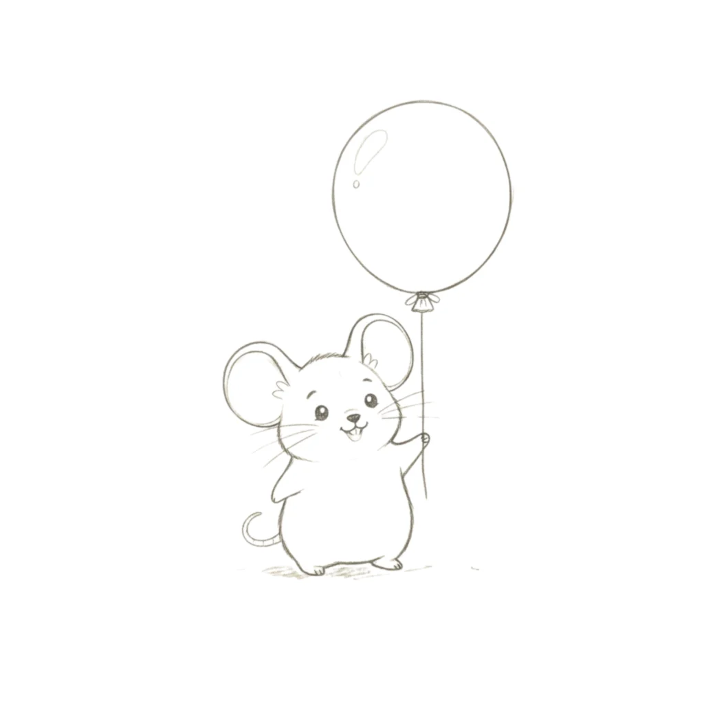 Mouse with Balloon Drawing