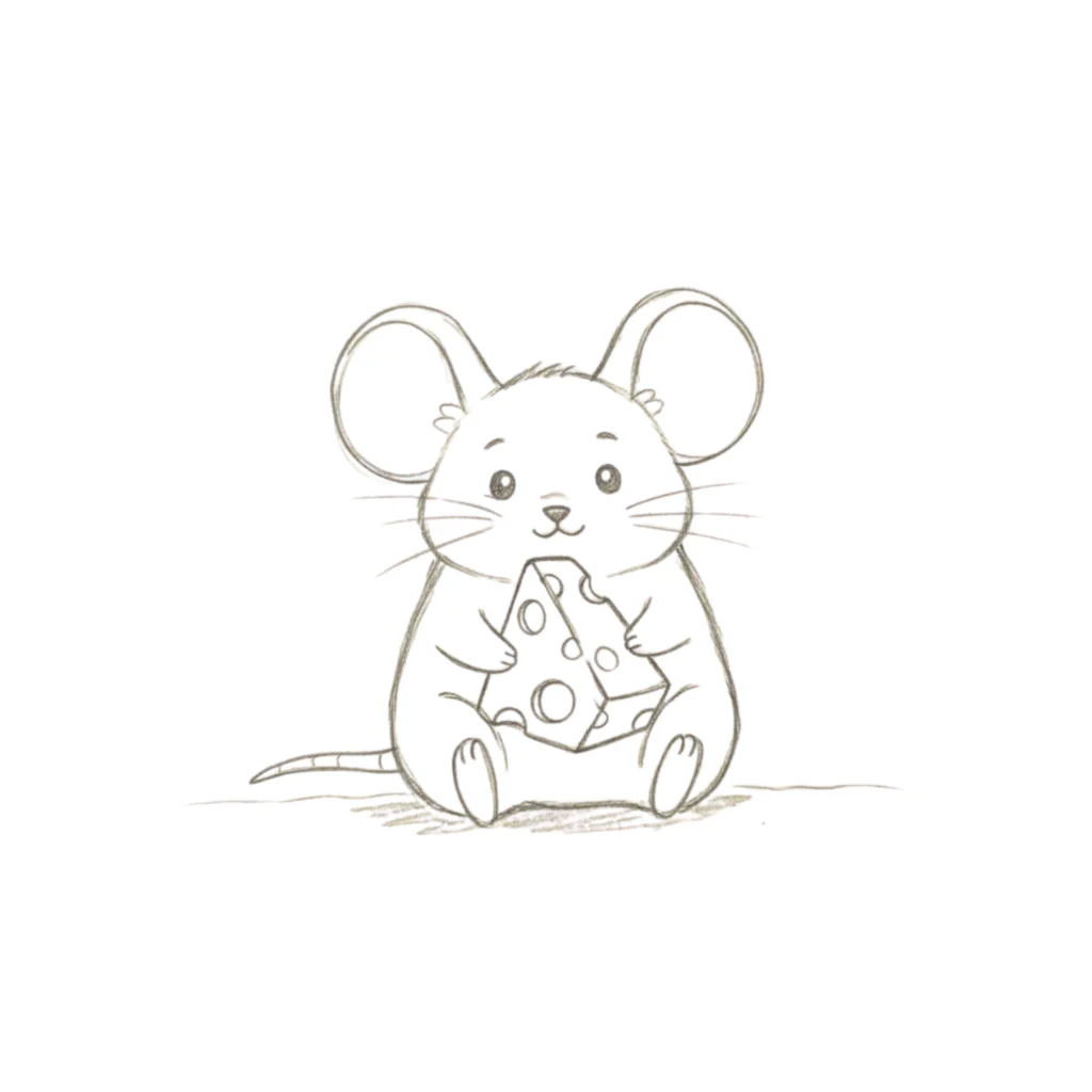Mouse with Cheese Drawing