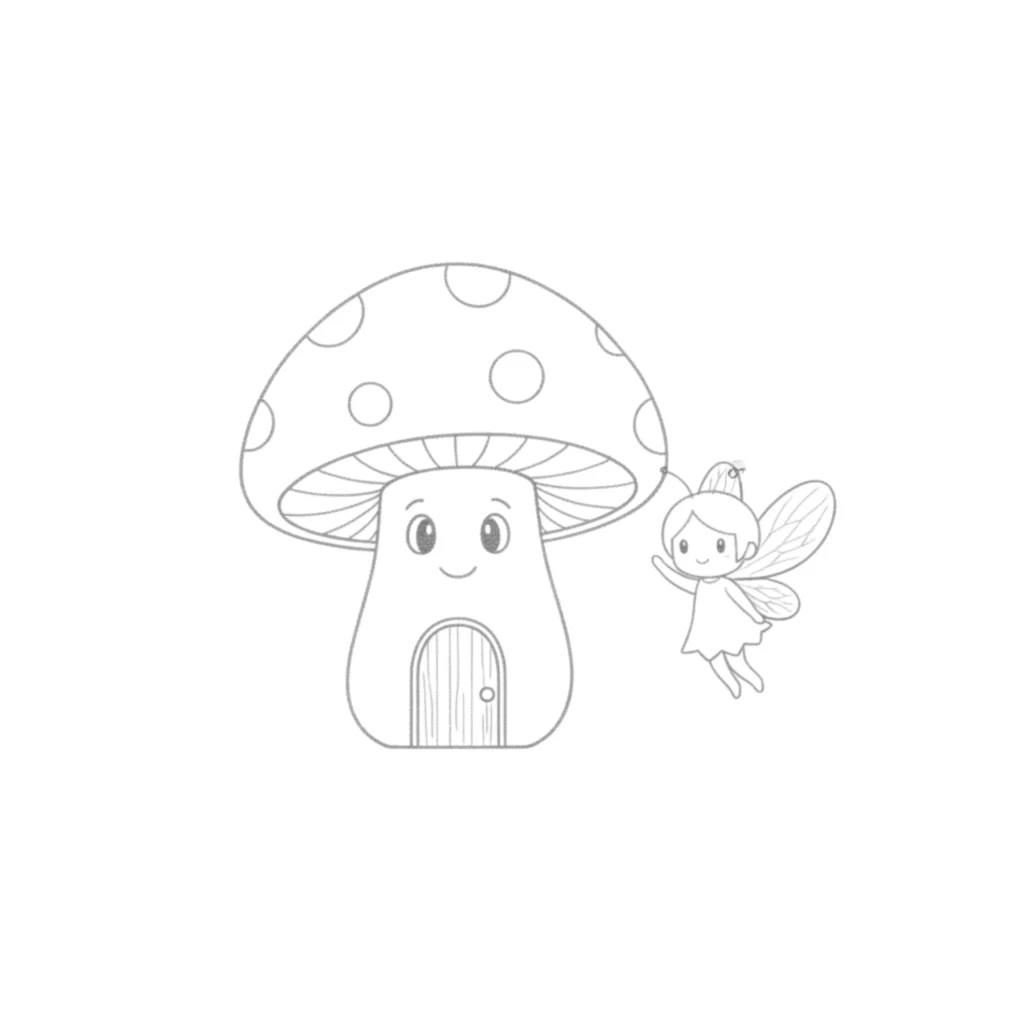 Mushroom Fairy House Drawing