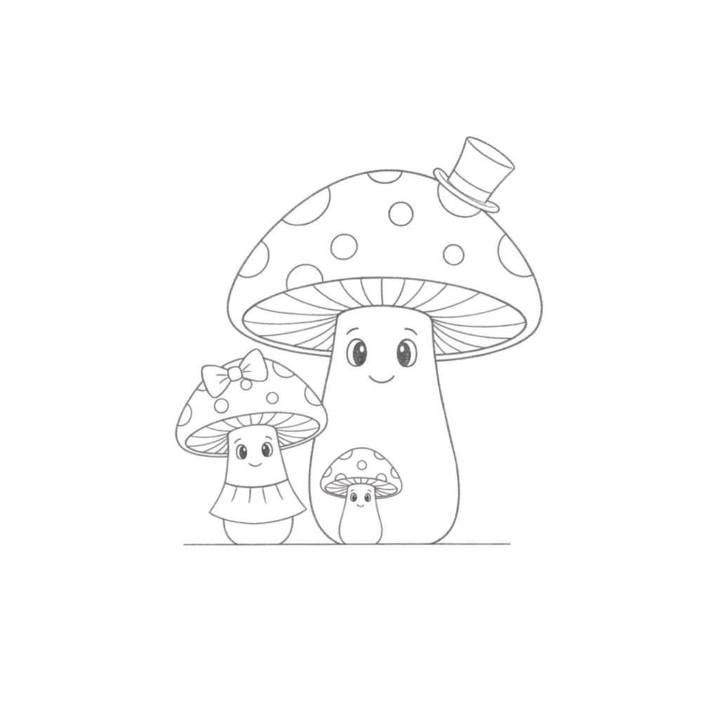 Mushroom Family Drawing Idea