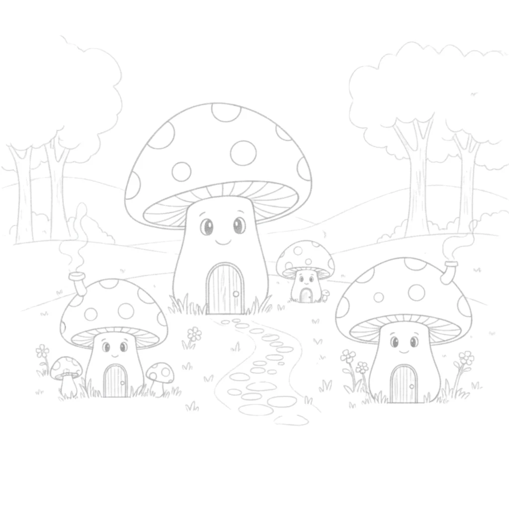 Mushroom Landscape Drawing Idea