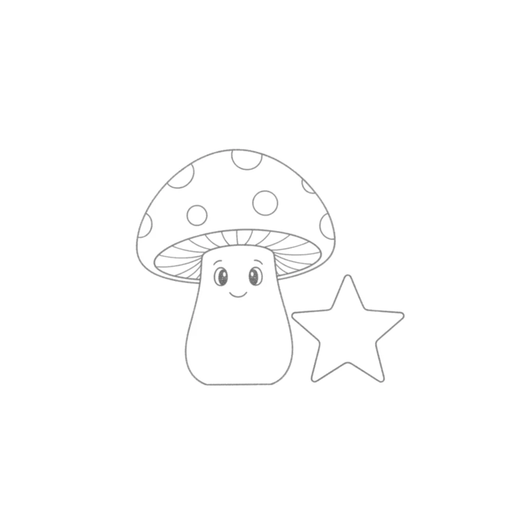 Mushroom Under Stars Drawing