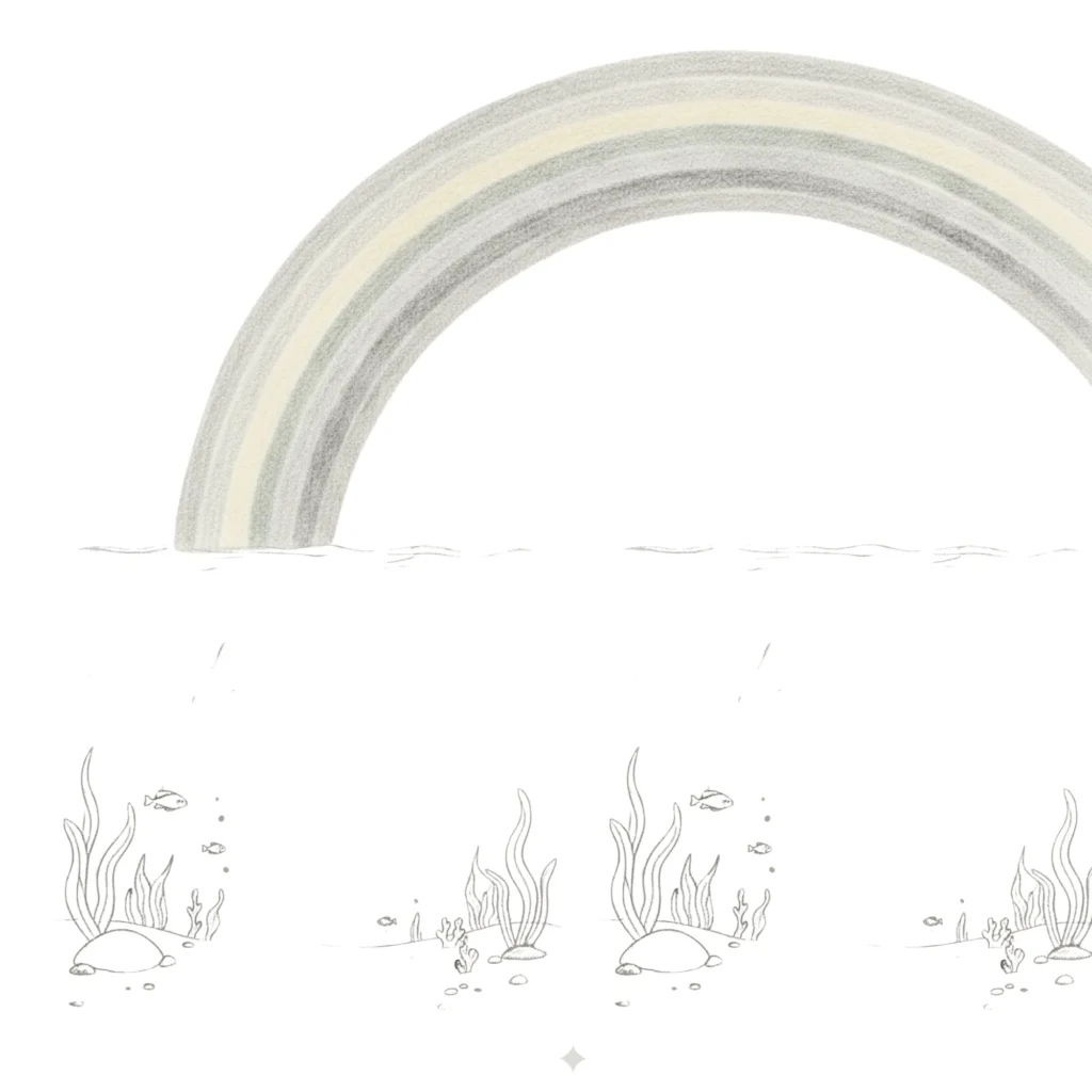 Ocean With Rainbow Drawing
