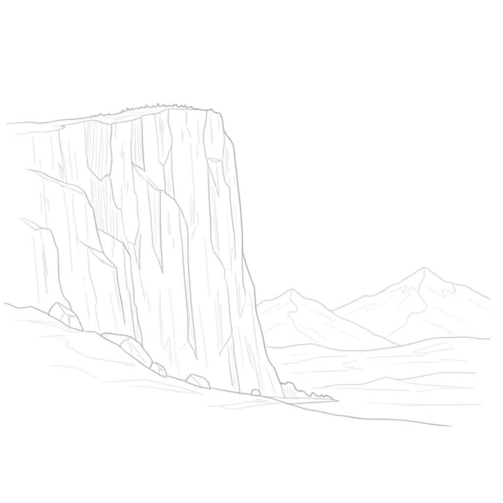 Rocky Mountain Cliff Drawing
