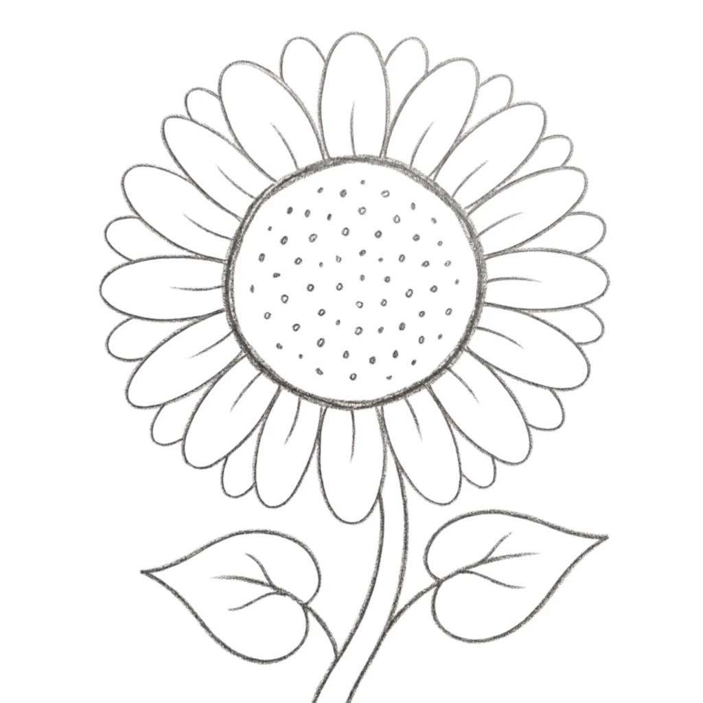 Simple Sunflower Drawing