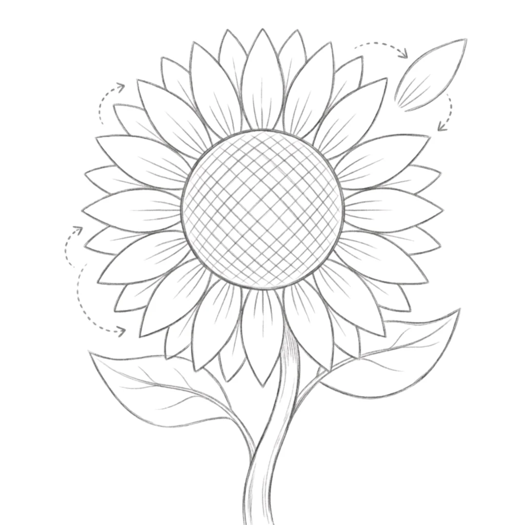 Adorable Sunflower Drawing