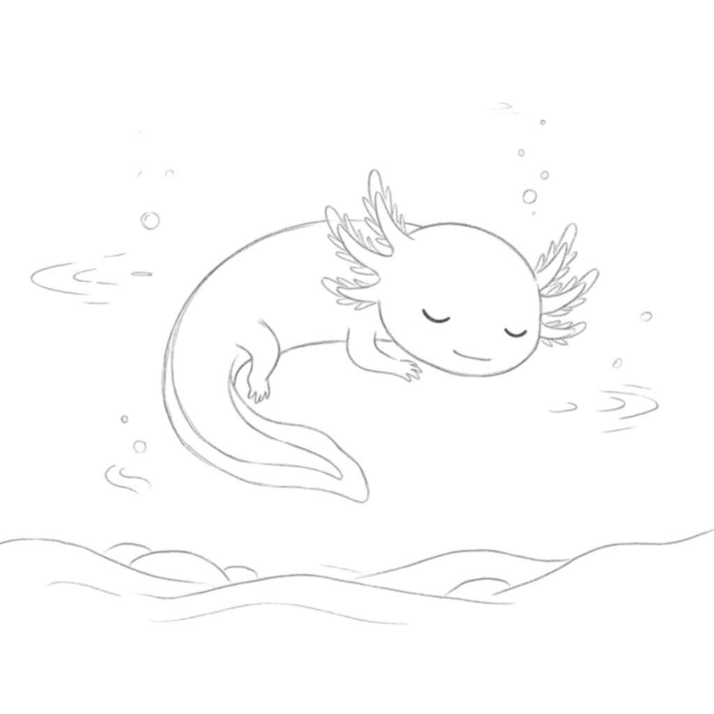 Sleeping Axolotl Drawing