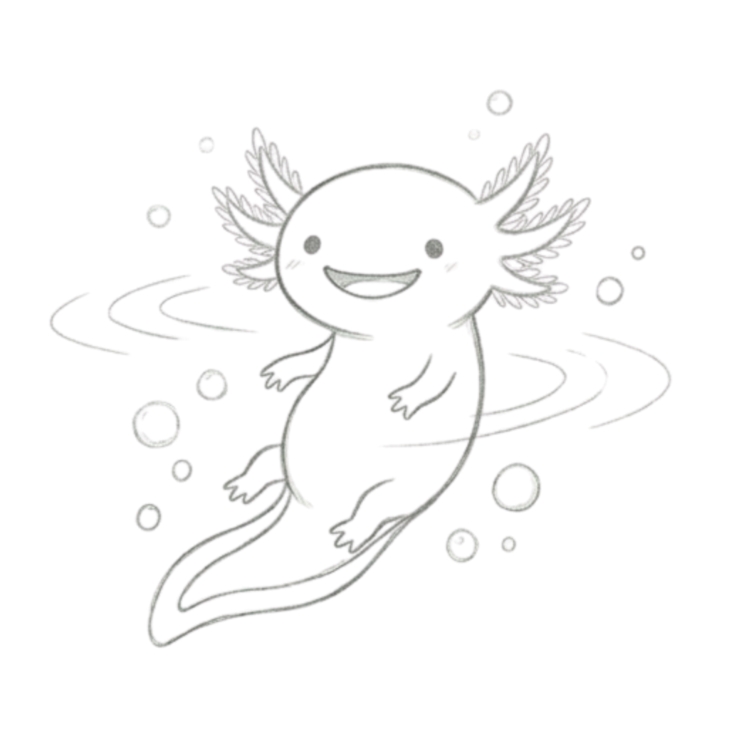 Smiling Axolotl Drawing