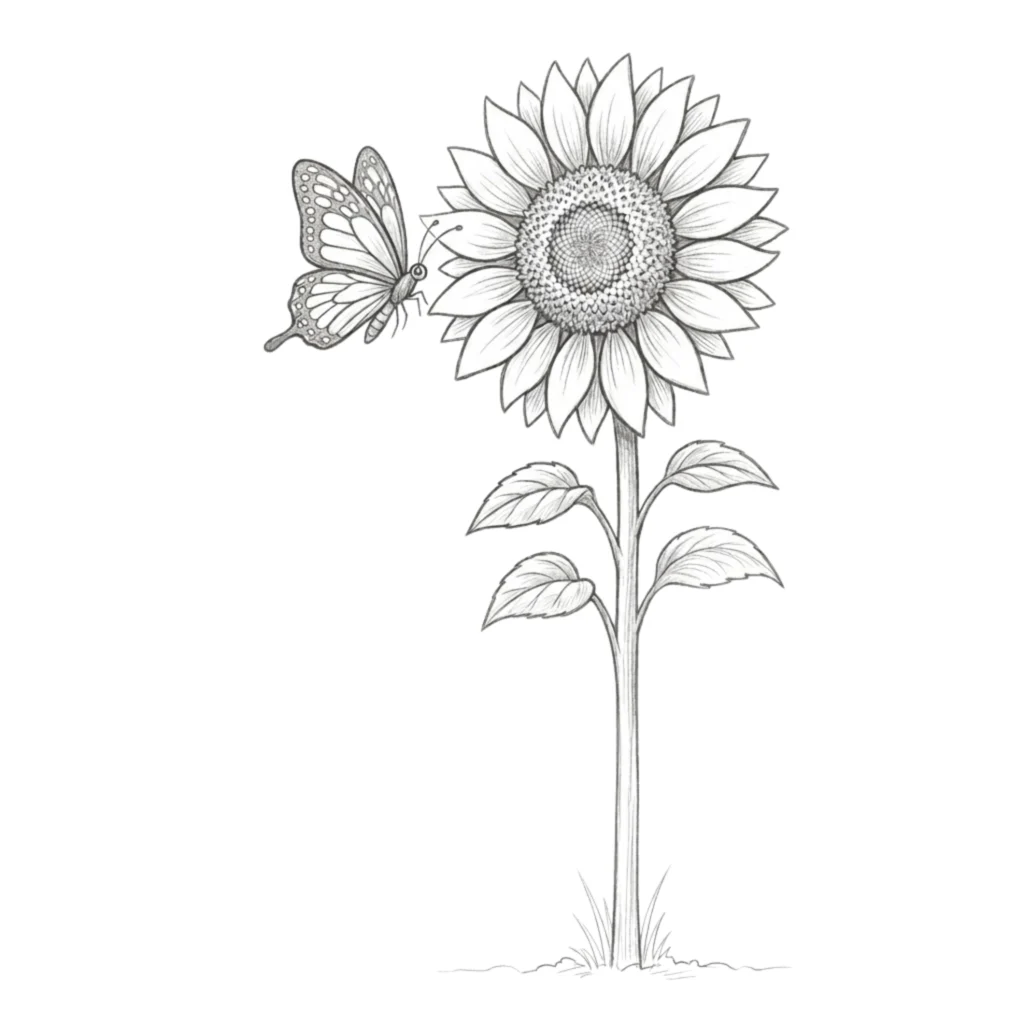 Sunflower with Butterfly