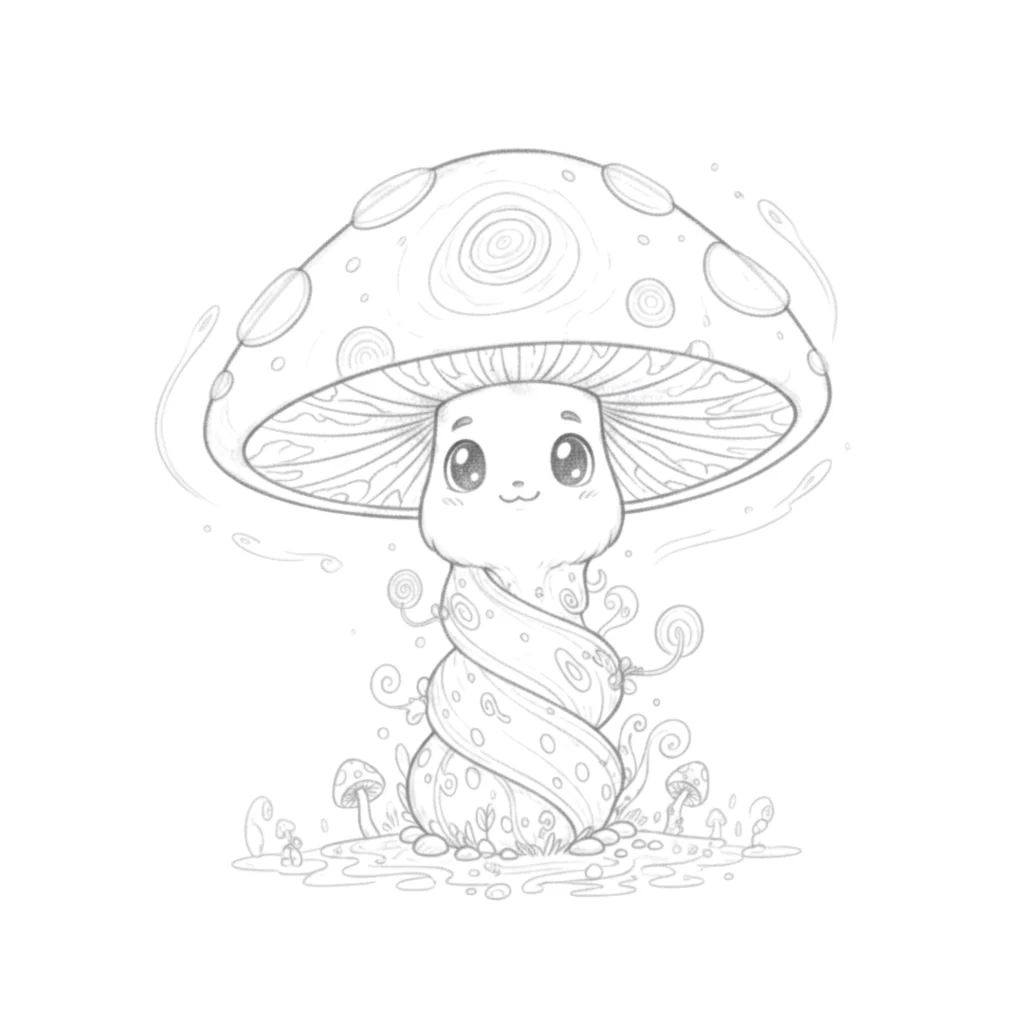 Trippy Mushroom Drawing