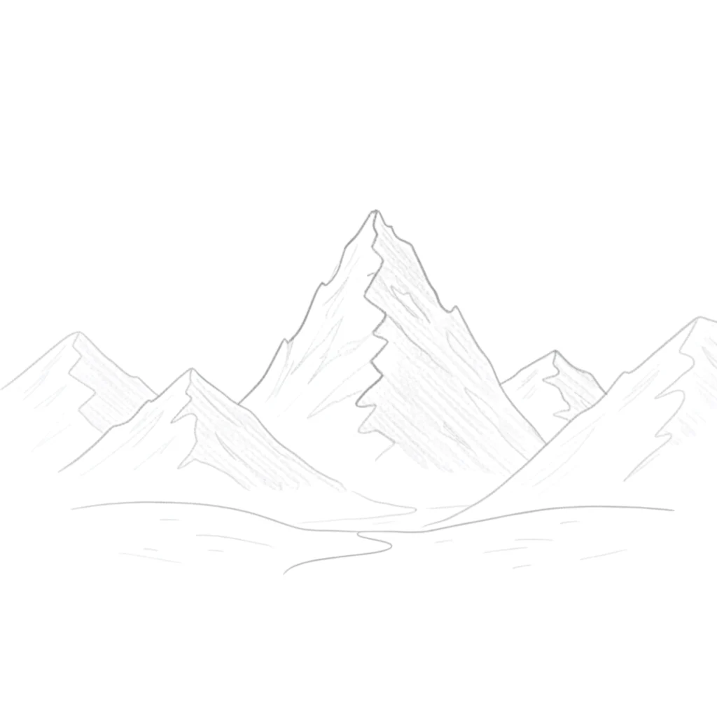 Valley Between Mountains Drawing