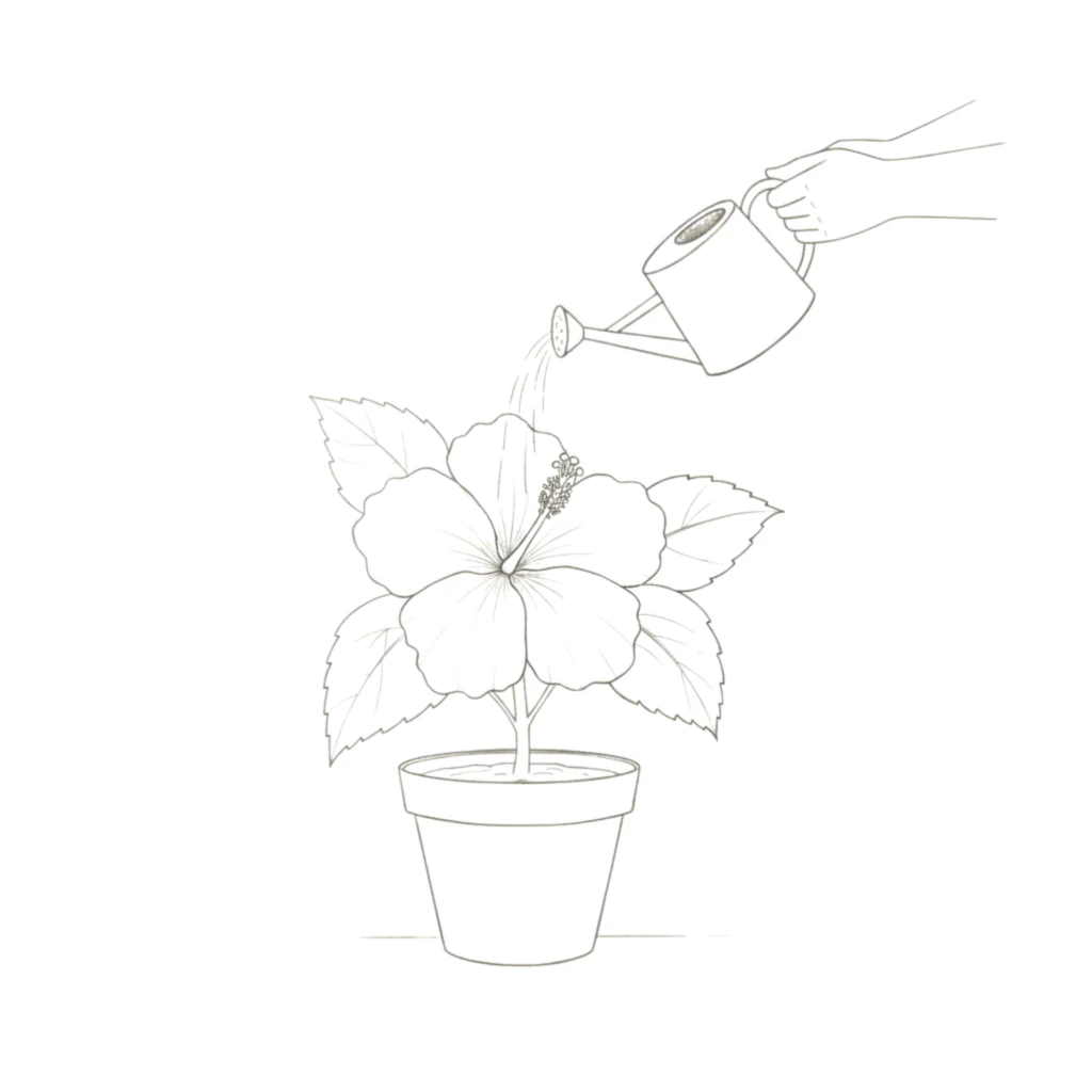 Watering the Hibiscus