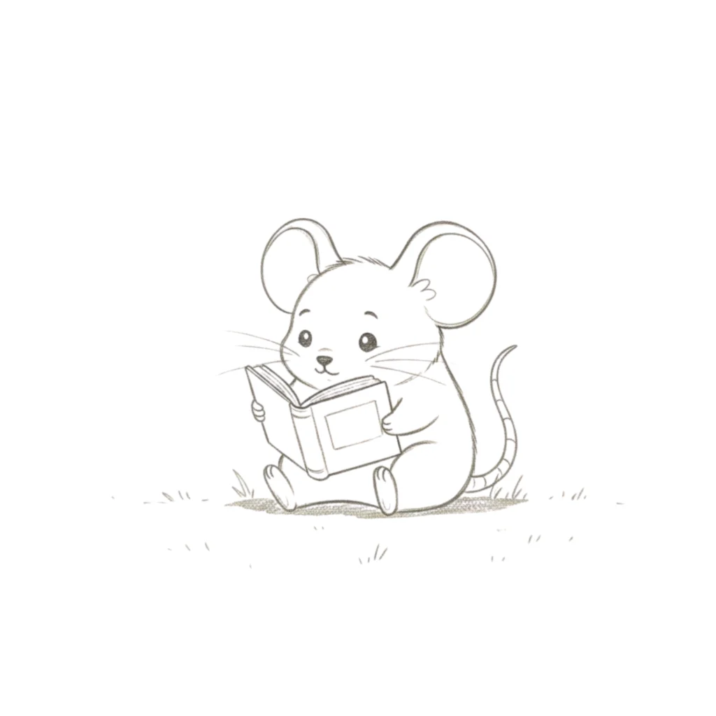 mouse reading a book