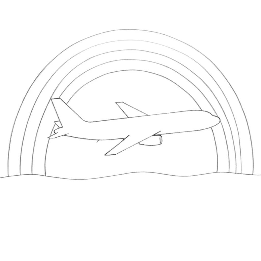 Airplane with a Rainbow