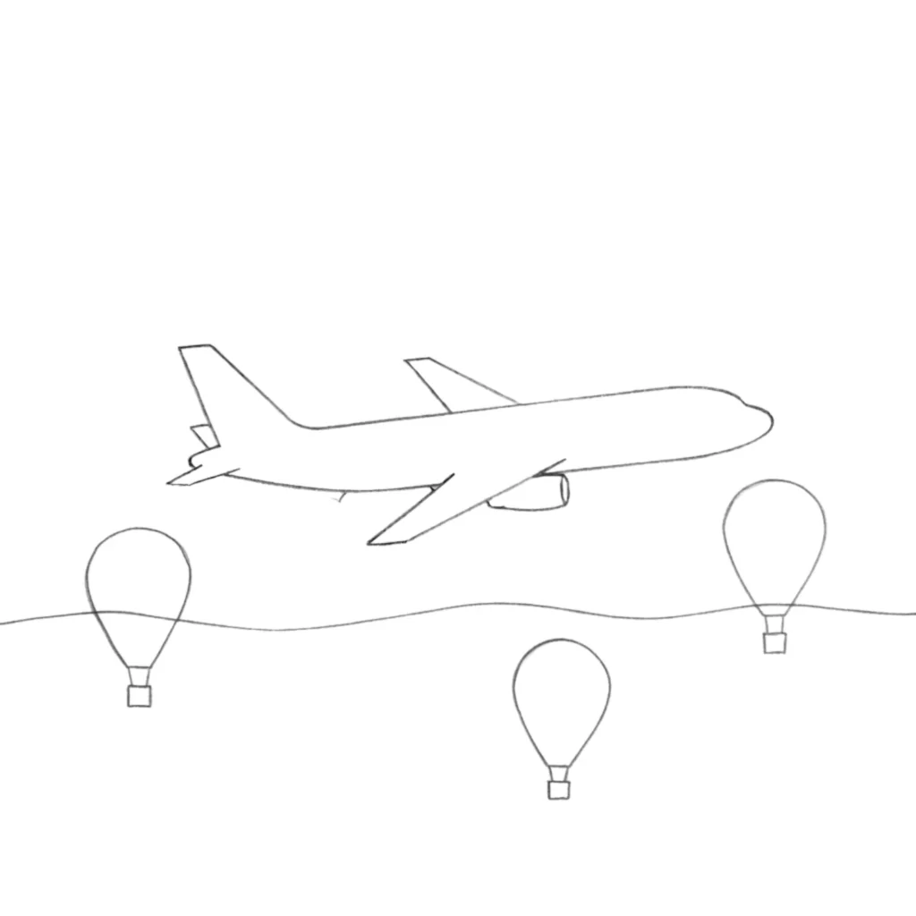 Airplane with Hot Air Balloons
