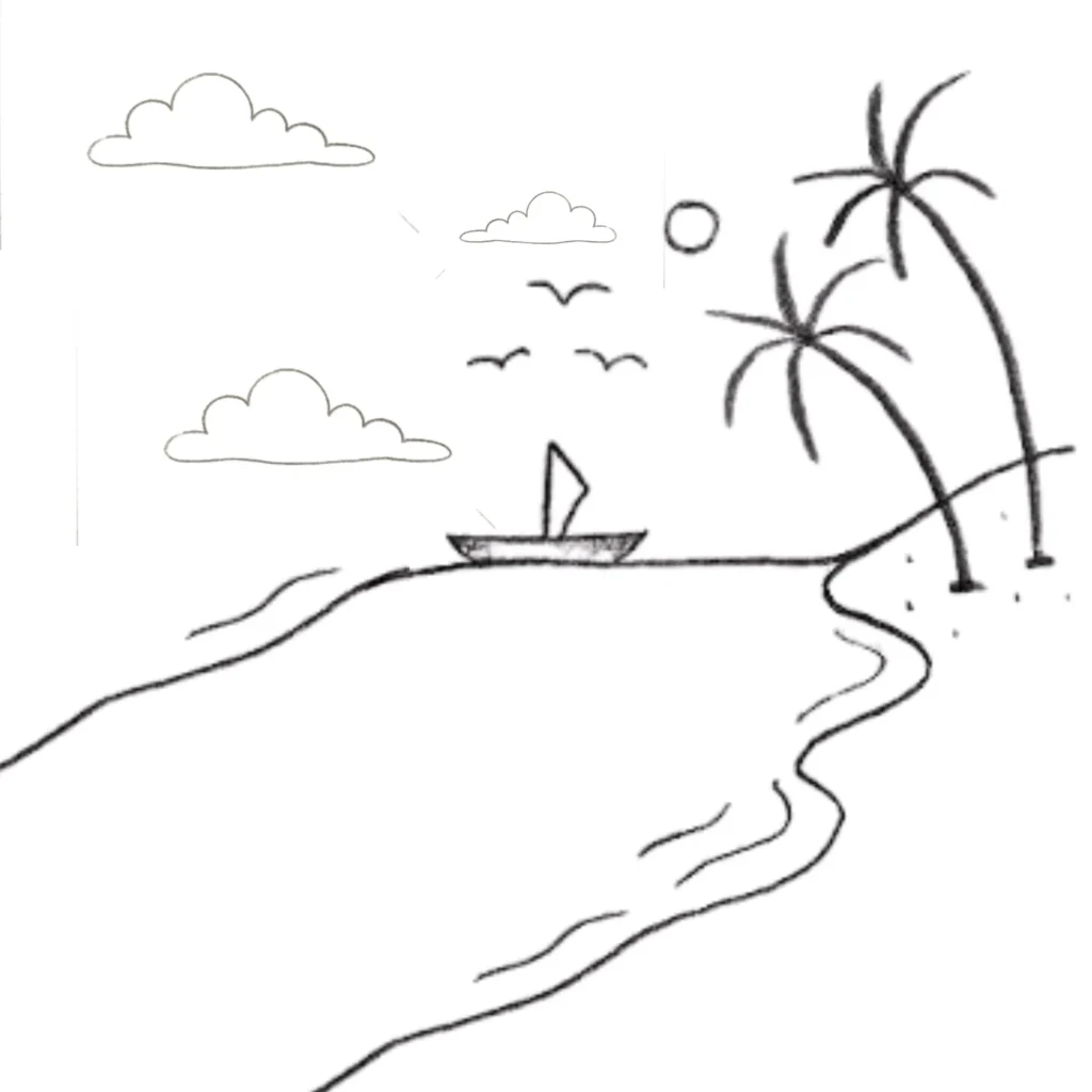 Beach Boat Drawing
