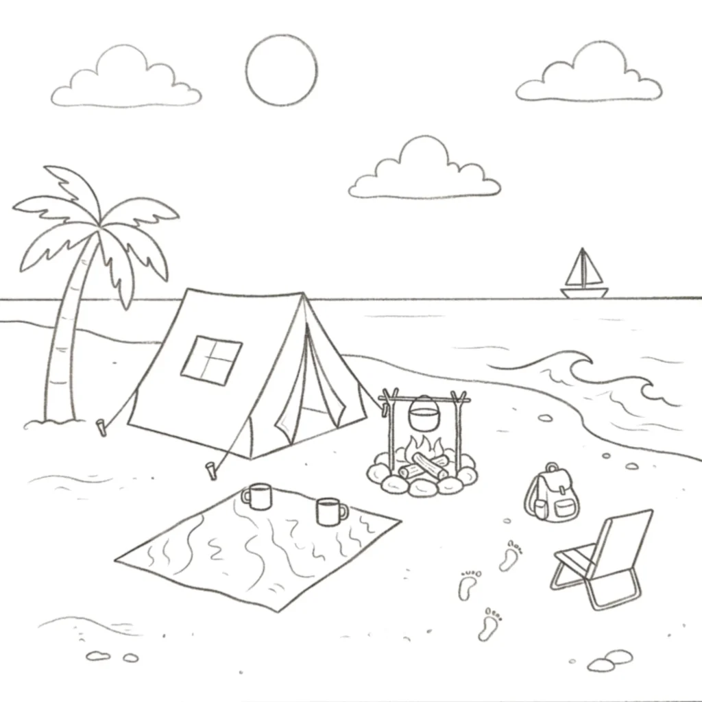 Beach Camping Scene