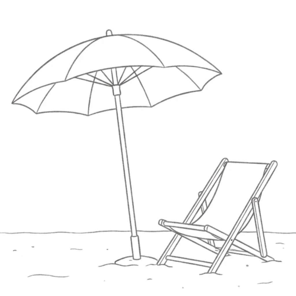Beach Umbrella and Chair