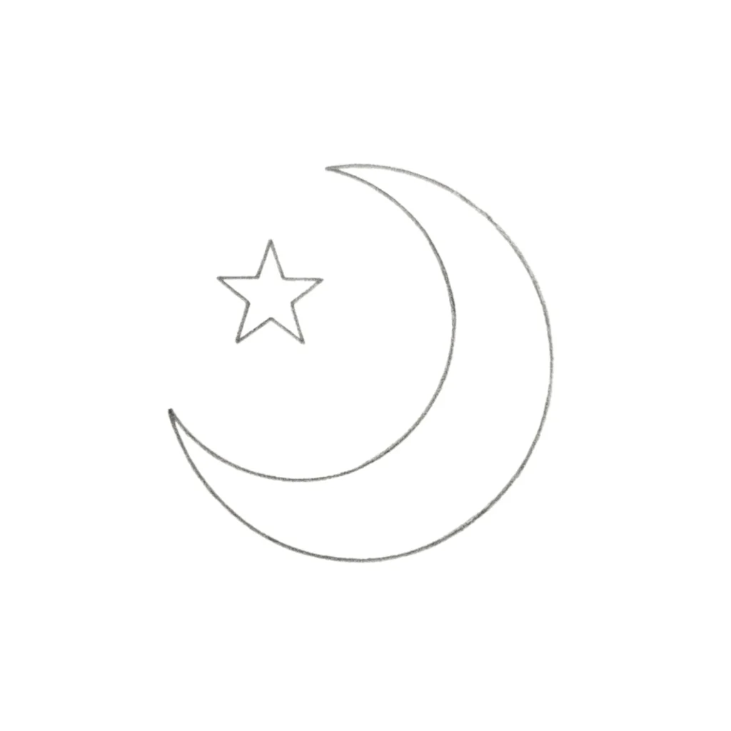 Crescent Moon and Star Drawing