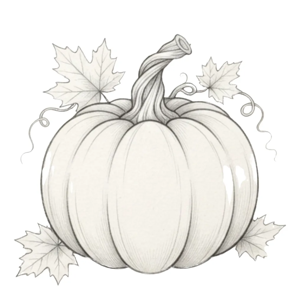 Fall Drawing of a Pumpkin