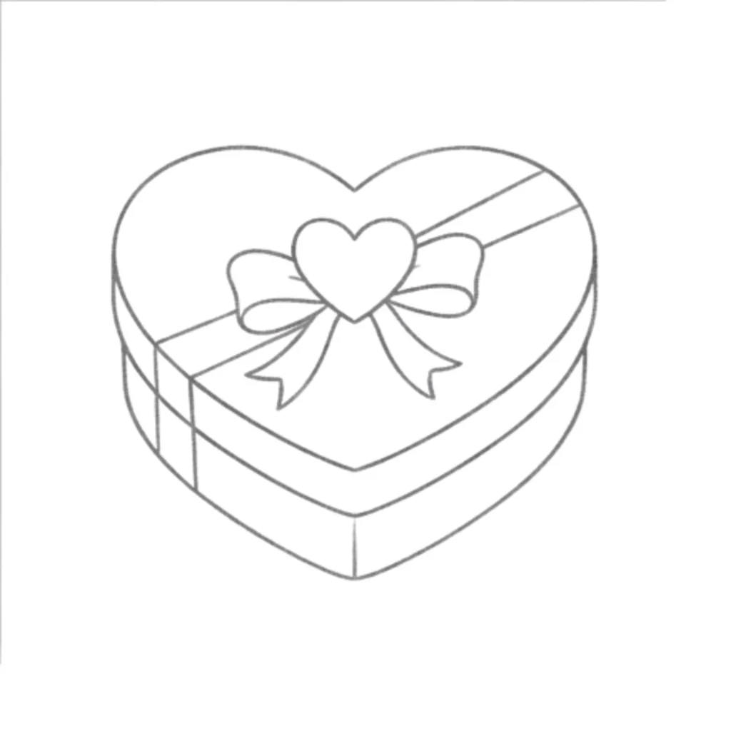 Heart Gift Box Drawing