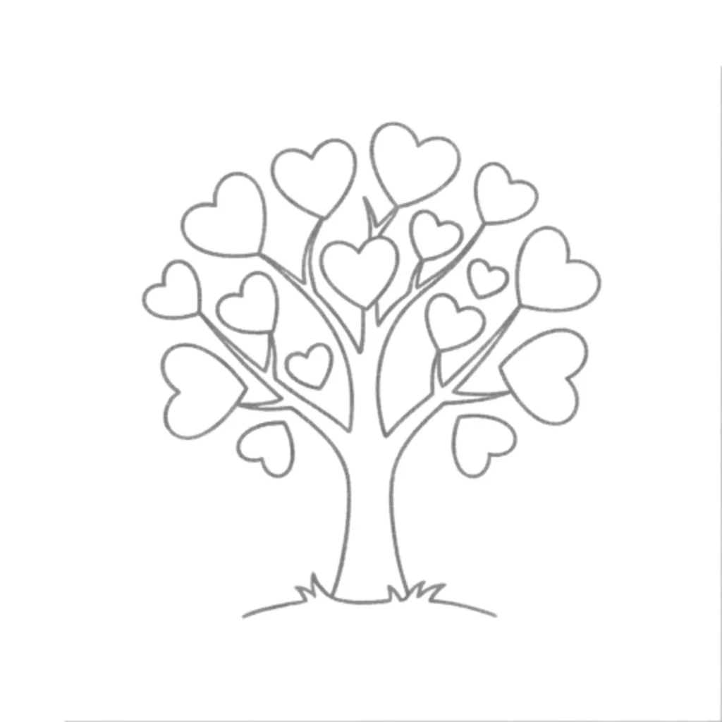 Heart Tree Drawing