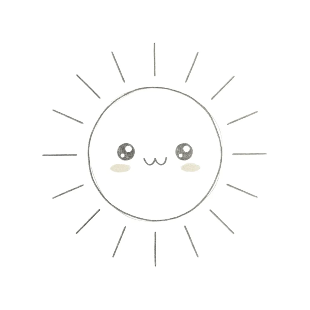 Kawaii Sun Drawing