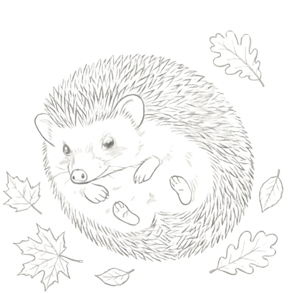 Little Hedgehog Fall Drawing