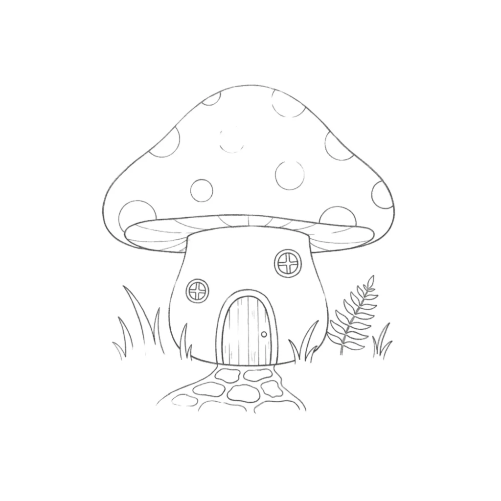 Mushroom House Drawing