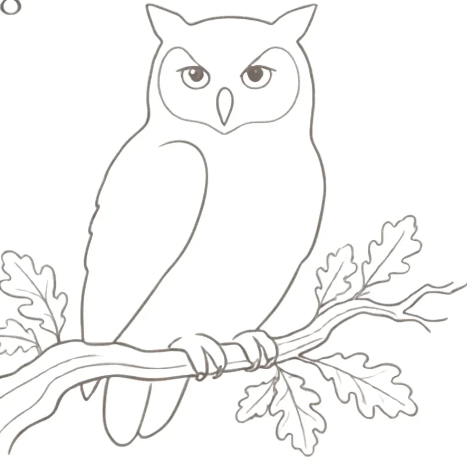 Owl in Fall Drawing