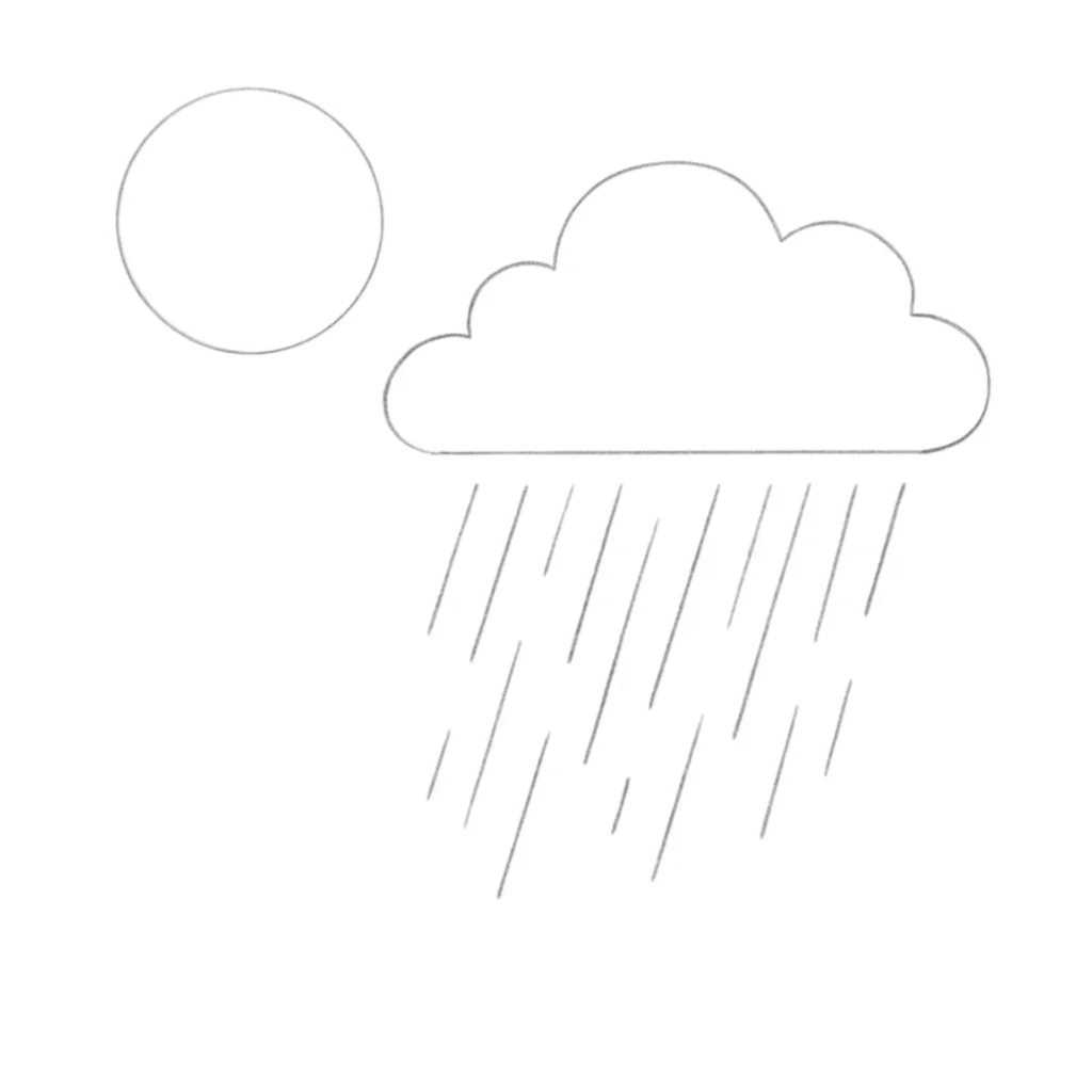 Sun with Rain Drawing